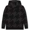 Houndstooth Print Sweatshirt, Black - Sweatshirts - 3