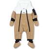 Colorblock Down Snowsuit, Beige - Snowsuits - 1 - thumbnail