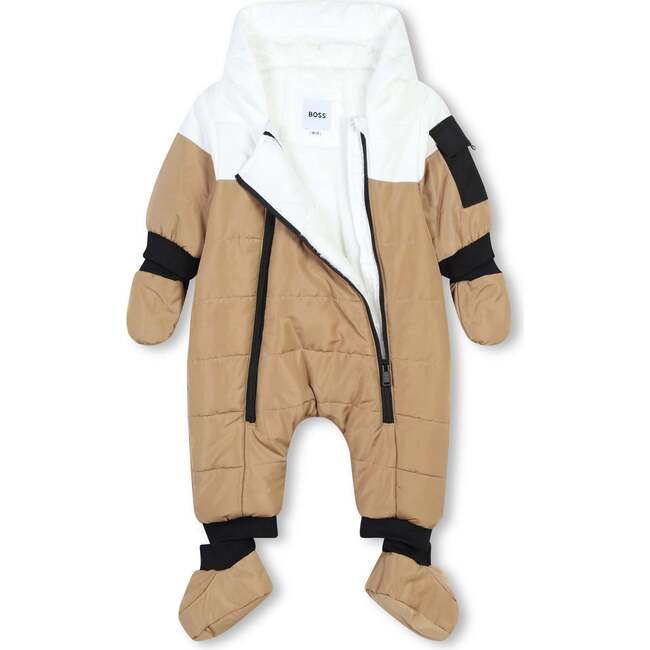 Colorblock Down Snowsuit, Beige - Snowsuits - 2