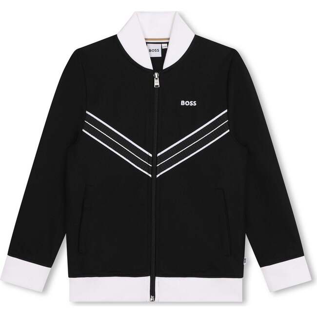 Chevron Zip Up, Black