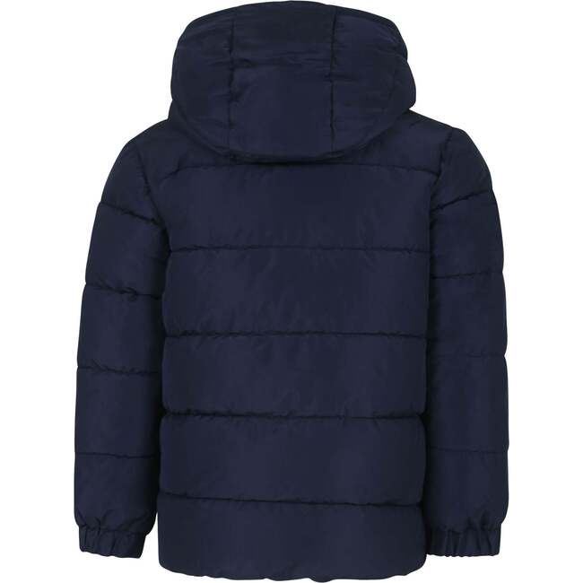 Hooded Logo Puffer Jacket, Navy - Puffers & Down Jackets - 3