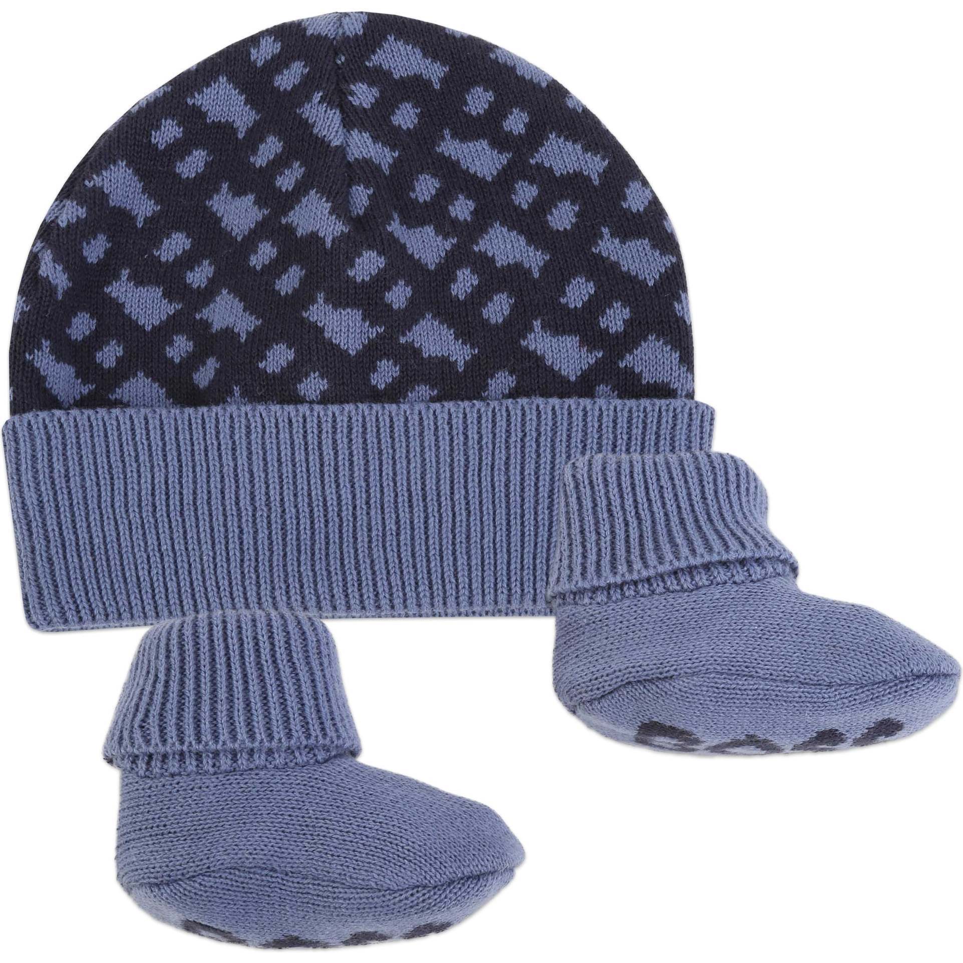 AOP Logo Hat & Booties Set, Navy - Mixed Apparel Set - 1