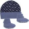 AOP Logo Hat & Booties Set, Navy - Mixed Apparel Set - 1 - thumbnail