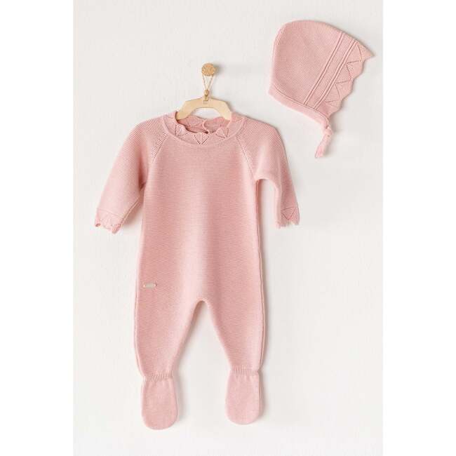 Knitted Babygrow & Hat Set, Pink