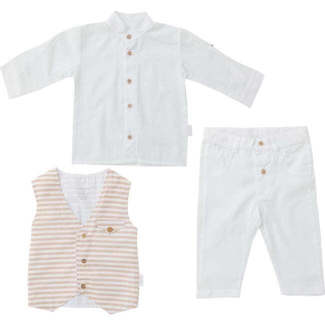 3pc Cool Dude Striped Outfit, White