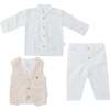 3pc Cool Dude Striped Outfit, White - Mixed Apparel Set - 1 - thumbnail