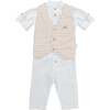 3pc Cool Dude Striped Outfit, White - Mixed Apparel Set - 3