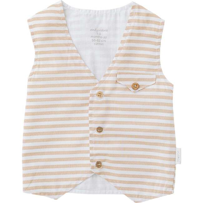 3pc Cool Dude Striped Outfit, White - Mixed Apparel Set - 4