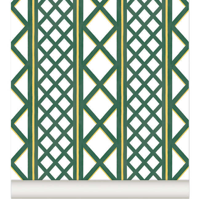 Treillage Non-Woven Wallpaper, Mimosa