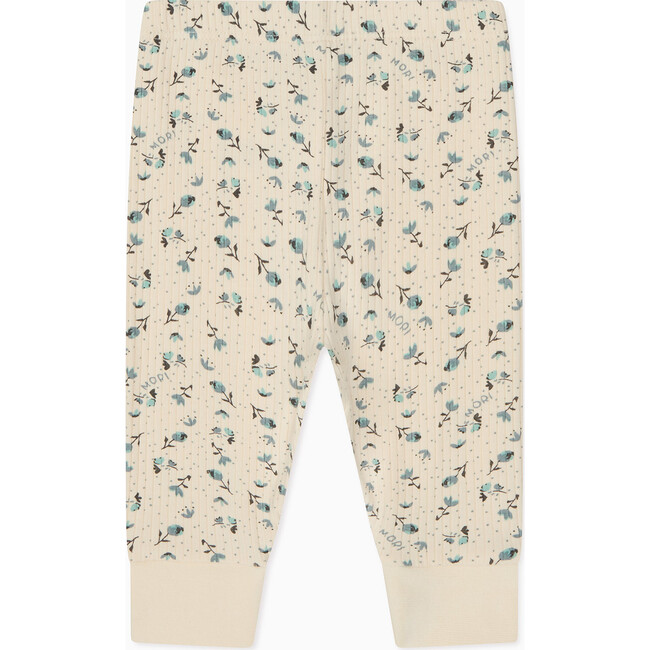 Ribbed Floral Pajamas, Cream - Pajamas - 5