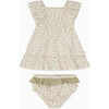 Floral Muslin Frilled Dress & Bloomers - Dresses - 1 - thumbnail