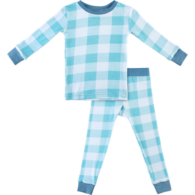 Toddler Bamboo Pajamas, Blue Gingham - Pajamas - 1