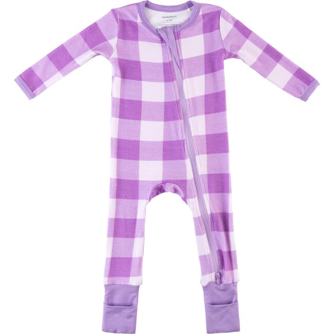 Baby Bamboo Pajamas w/ DreamCuffs®, Purple Gingham - Footie Pajamas - 1