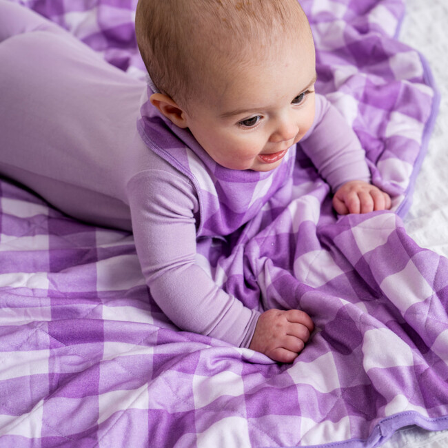 Dream Baby Blanket, Purple Gingham - Blankets - 2