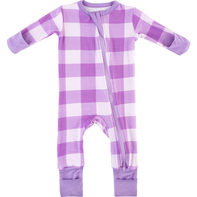 Baby Bamboo Pajamas w/ DreamCuffs®, Purple Gingham - Footie Pajamas - 4