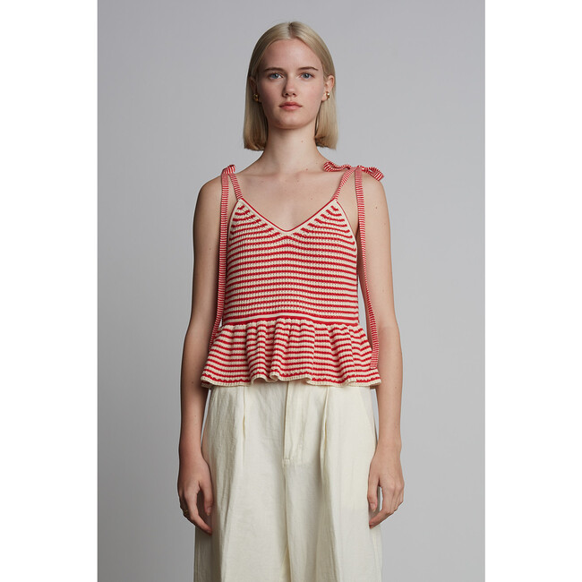 Mali Stripe Cami, Ivory/Rosso Stripe - Tank Tops - 2