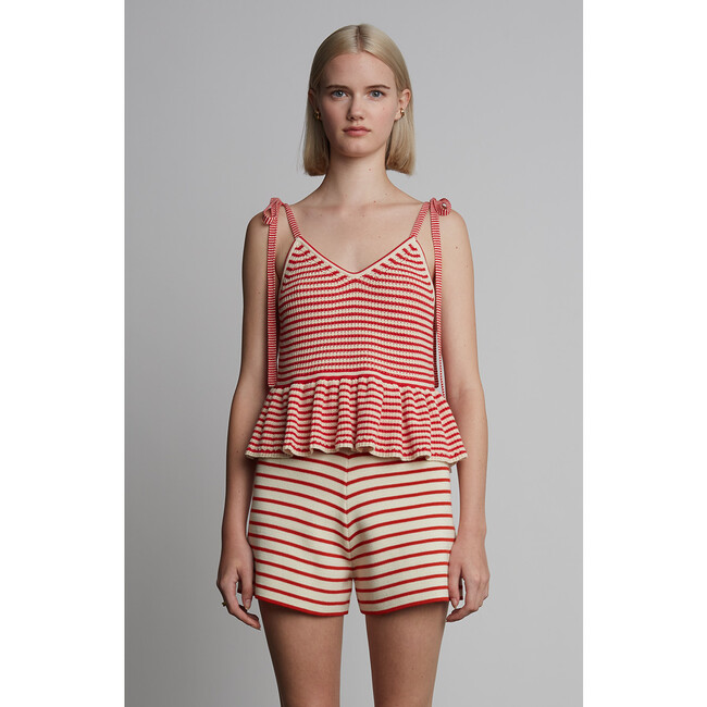 Mali Stripe Cami, Ivory/Rosso Stripe - Tank Tops - 3