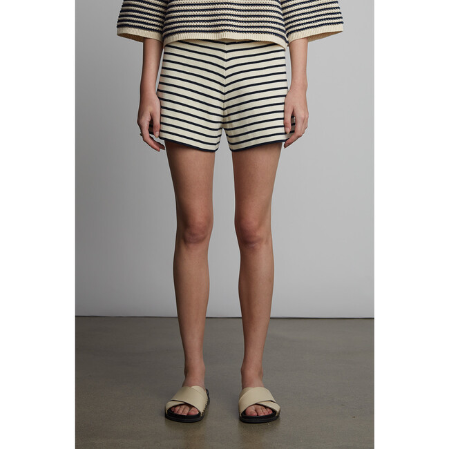 Lea Stripe Short, Ivory/Navy Stripe - Shorts - 2