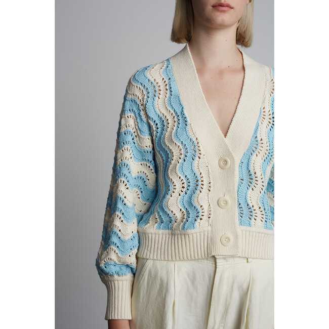 Luna Cardi, Ivory/Robin Egg Blue - Cardigans - 3