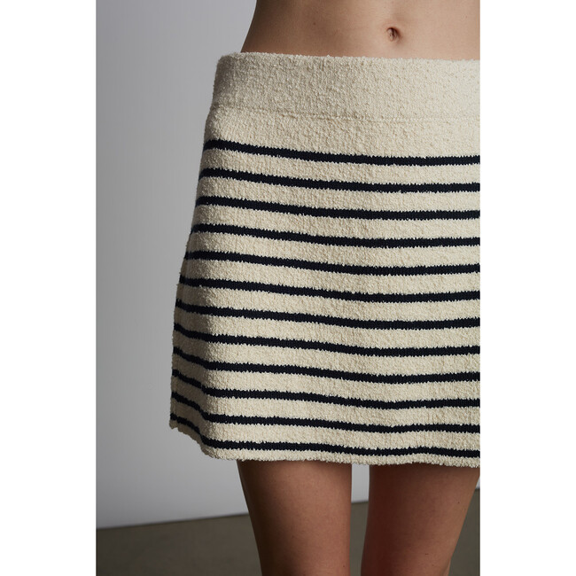 Iris Mini Skirt, Ivory/Navy Stripe - Skirts - 4