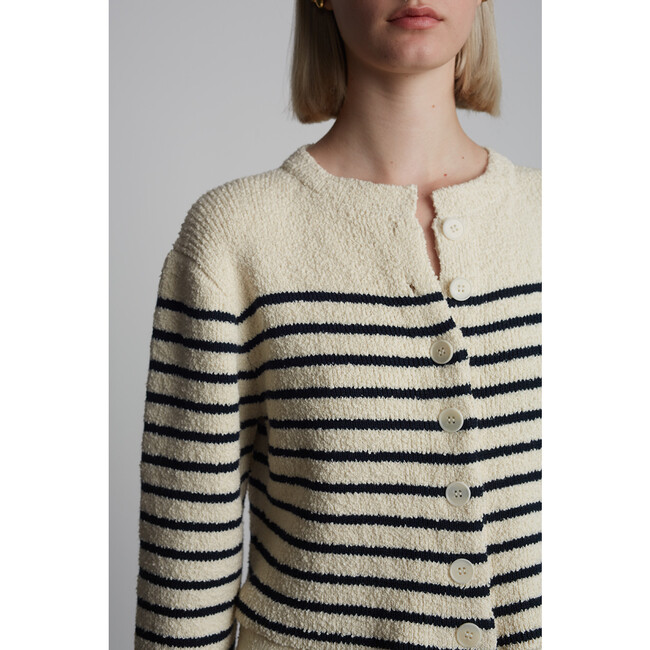 Faye Cardi, Ivory/Navy Stripe - Cardigans - 6