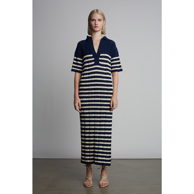 Emmie Stripe Dress, Navy/Ivory Stripe - Dresses - 2