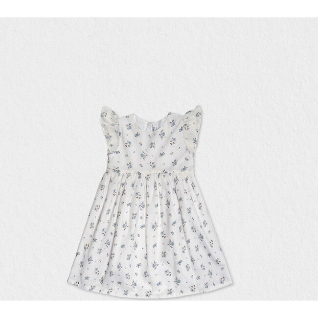 Eugenie Baby Dress Sleeveless, White Flowery Blue