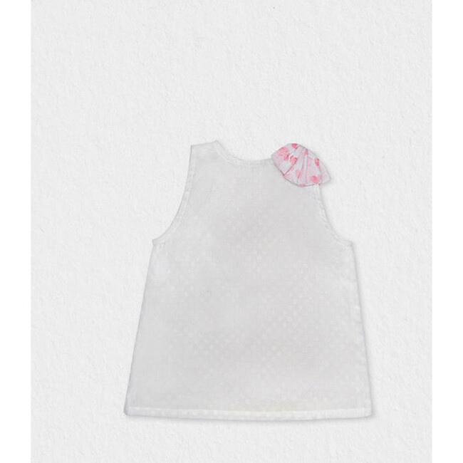 Fleur Girl Blouse Sleeveless, White Dots