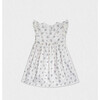 Eugenie Girl Dress Sleeveless, White Flowery Blue - Dresses - 1 - thumbnail