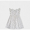 Eugenie Girl Dress Sleeveless, White Flowery Blue - Dresses - 2