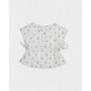 Enza Girl Blouse, White Flowery Blue - Blouses - 2