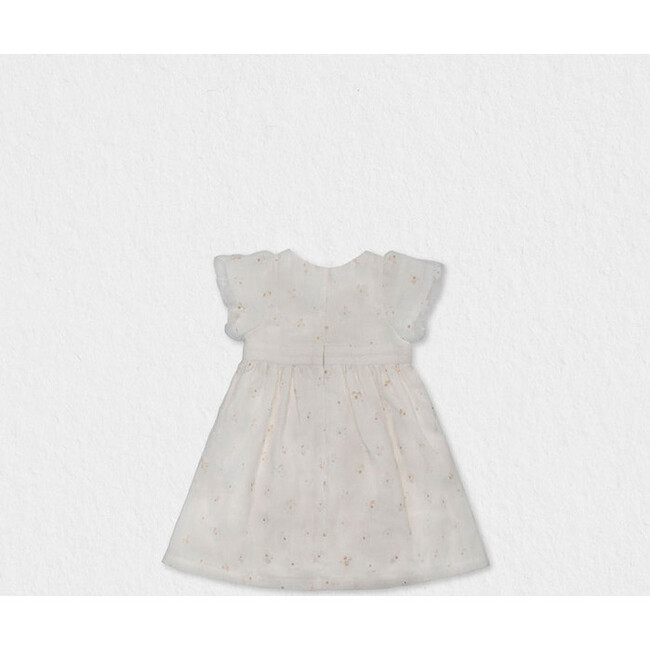 Esperanca Baby Dress Short Sleeve, White Gold Organza - Dresses - 2