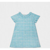 Emma Girl Dress Short Sleeve, Blue Tweed - Dresses - 2