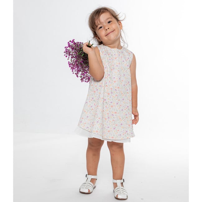 Elise Baby Dress Sleeveless, Flowery Lilac - Dresses - 3