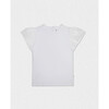 Elara Girl Blouse Short Sleeve, White - Blouses - 1 - thumbnail