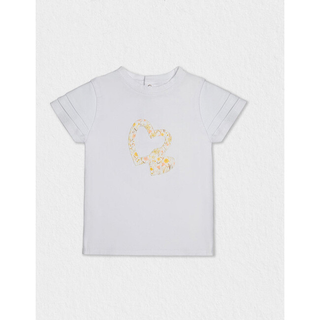 Ebony Girl T-Shirt Short Sleeve, White Flowery Yellow