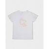 Ebony Girl T-Shirt Short Sleeve, White Flowery Yellow - T-Shirts - 1 - thumbnail
