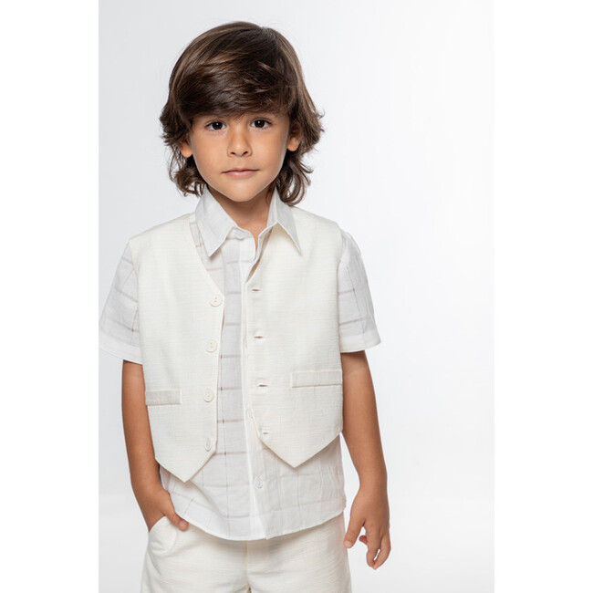 Dino Boy Vest, Off White - Vests - 3