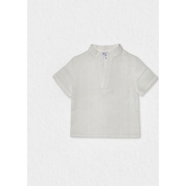 Dev Baby Boy Shirt SS Linen, White Openwork