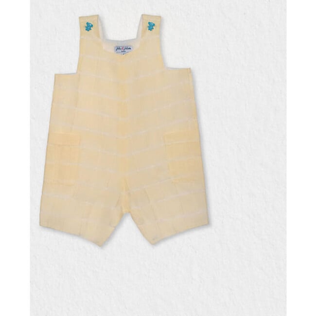 Damien Baby Dungaree Linen, Pastel Yellow Openwork