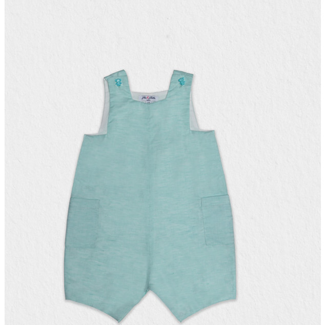 Damien Baby Dungaree Linen, Mint - Rompers - 1