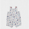 Damien Baby Dungaree Cotton, Blue Red Bear - Rompers - 1 - thumbnail