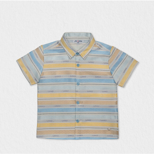 Colin Boy Shirt Short Sleeve, Blue Yellow Summer