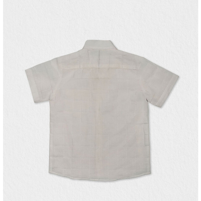 Colin Boy Shirt Short Sleeve Linen, White Openwork - Button Downs - 2