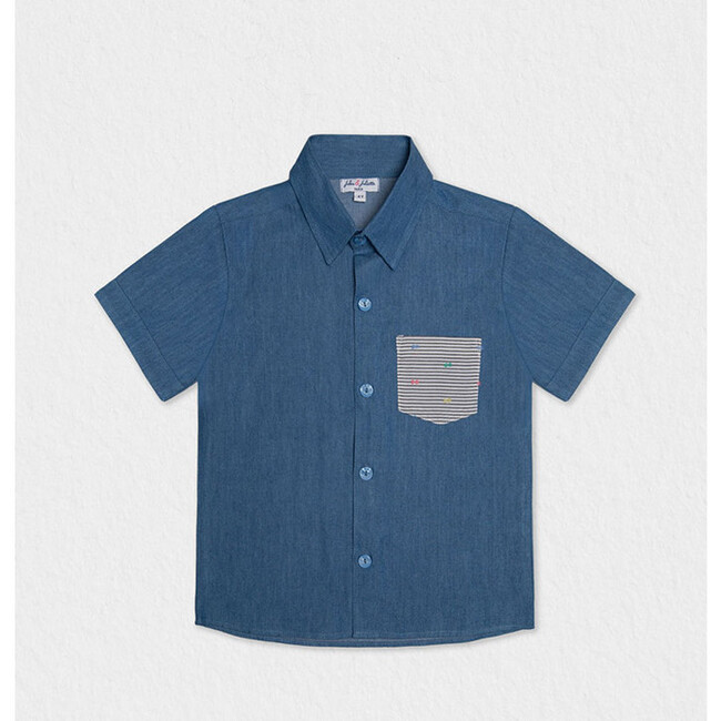 Colin Boy Shirt Short Sleeve Cotton, Denim