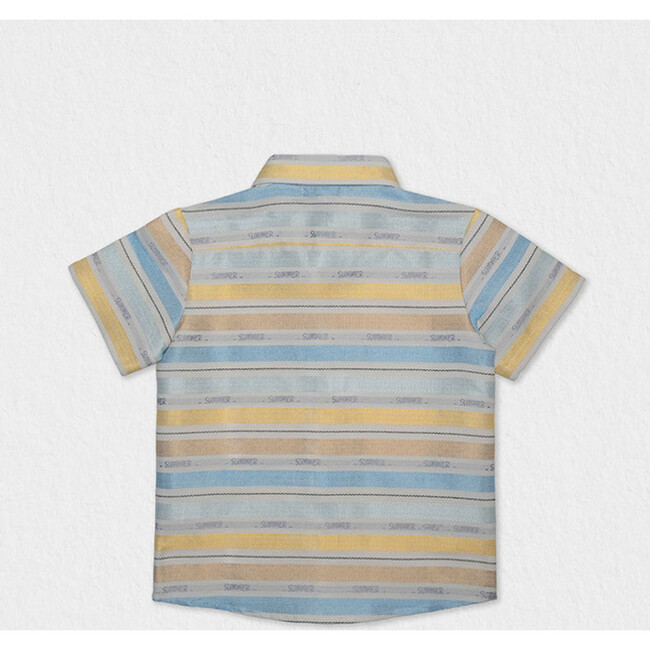 Colin Boy Shirt Short Sleeve, Blue Yellow Summer - Button Downs - 2