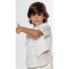 Colin Boy Shirt Short Sleeve Linen, White Openwork - Button Downs - 4