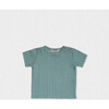 Cederique Baby T-Shirt Short Sleeve, Mint Striped - T-Shirts - 1 - thumbnail