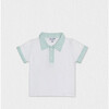 Brandan Baby Polo SS, White Mint Stripes - T-Shirts - 1 - thumbnail