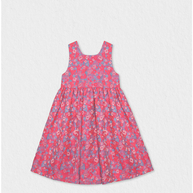 Bella Girl Dress Sleeveless, Flowery Fuchsia - Dresses - 1